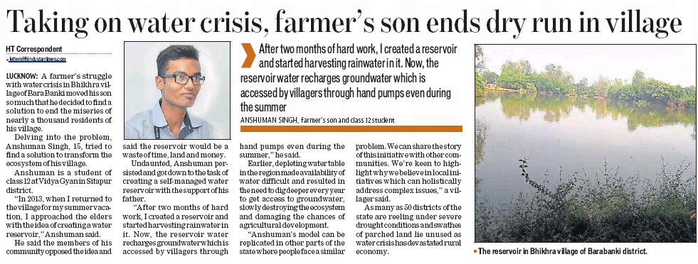 Taking on water crisis, farmer’s son ends dry run in village